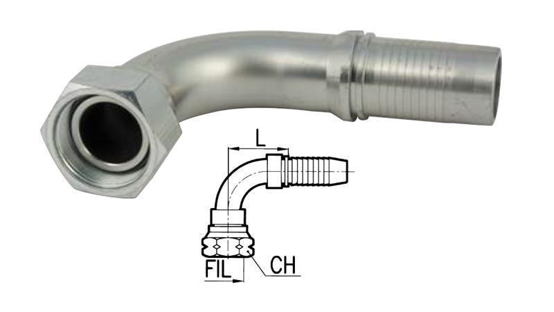 HYDRAULICKÉ PŘIPOJENÍ BSP ŽENSKÝ ELBOW 90° DN6-3/8