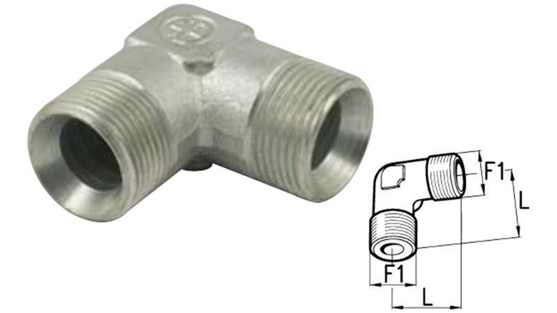 HYDRAULICKÝ OHYB 90° BSP KRÁTKÝ MUŽSKÝ-MUŽSKÝ 3/4