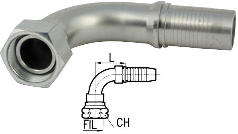 HYDRAULICKÉ PŘIPOJENÍ BSP ŽENSKÝ ELBOW 90° DN6-3/8
