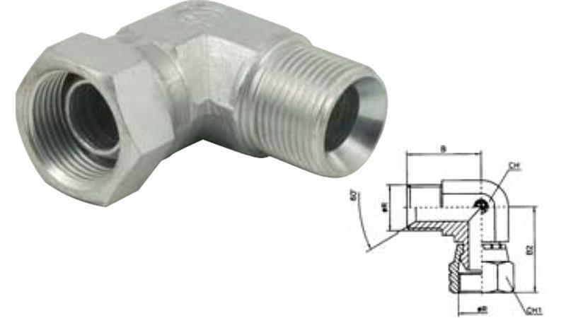 HYDRAULICKÝ OHYB 90° BSP KRÁTKÝ OTOČNÝ ŠROUB - MUŽ 3/8