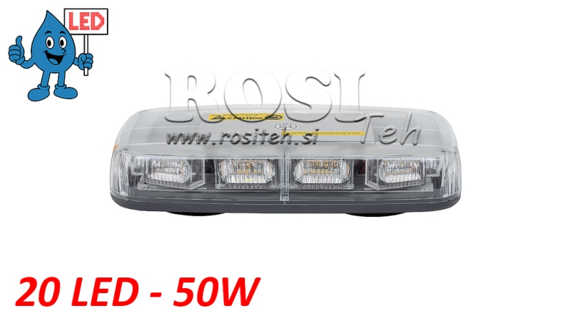 LED STROBOSKOPICKÉ SVĚTLO S MAGNETEM - 20 LED 50W 12V-24V