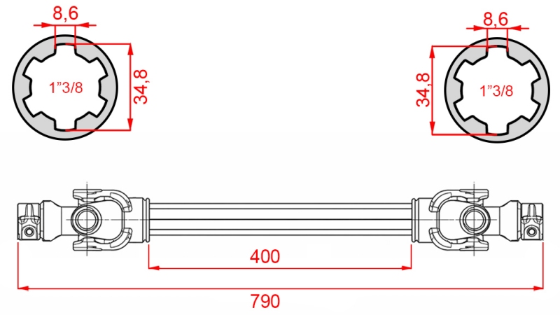 WAŁ KARDANA ECO 790mm 35-60HP STANDARD