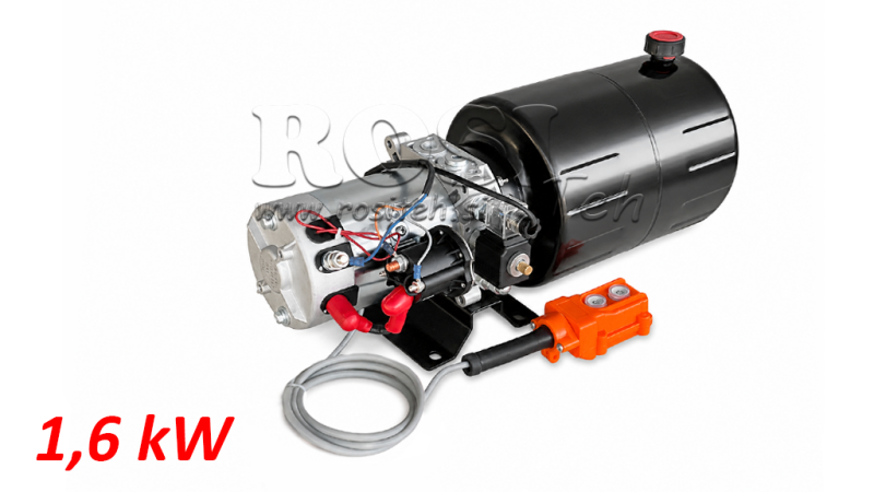 MINI HYDRAULICKÁ JEDNOTKA 12V DC - 1.6kW = 2.1cc - 8 litrů - jednofázová jednotka (kovová)