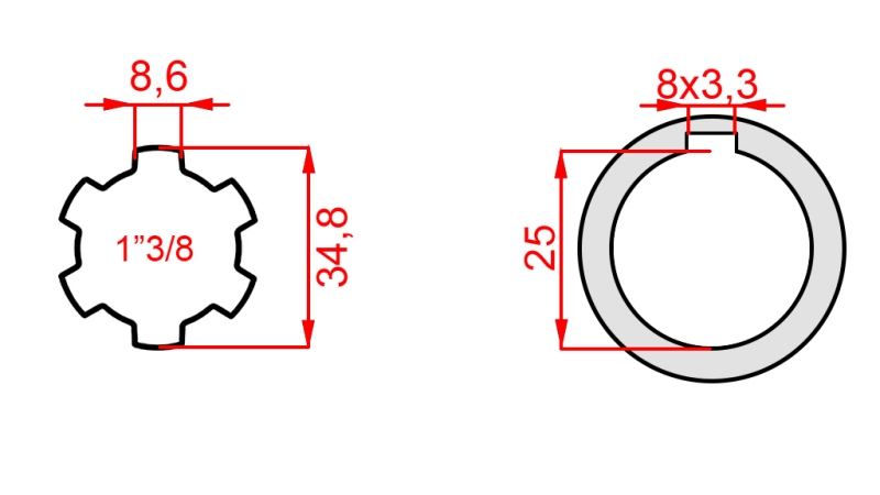 ZAPFWELLENADAPTER 1-3/8 - BOHRUNG fi 25 mm (145 mm)