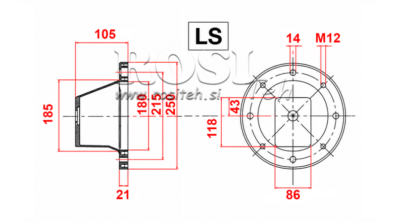 FLANGE HIDRÁULICO - BELL LS250 (EM2,2-4KW/GR1)