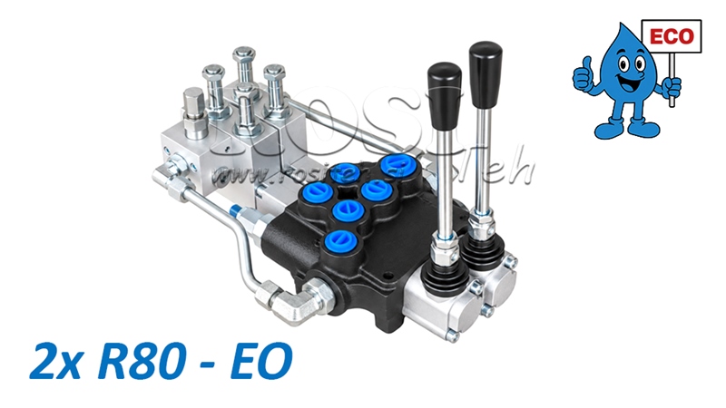 HYDRAULICKÝ ELEKTRO-RUČNÍ VENTIL (BEZ CÍVEK) – 2-SEKČNÍ ROZVADĚČ 2xR80-EO ECO