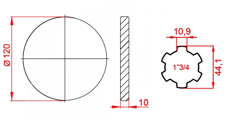 ZAPFWELLENADAPTER MIT FLANSCH 1-3/4 (120 mm)