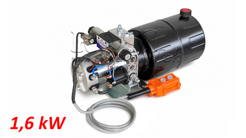 MINI HYDRAULICKÁ JEDNOTKA 12V DC - 1.6kW = 2.1cc - 8 lit - obousměrná jednotka (kovová)