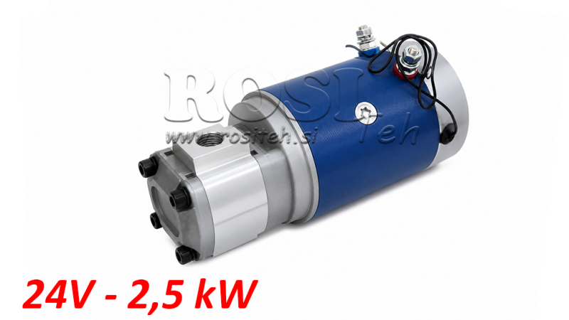 HÜDRAULILINE PUMP KOKKUVÕTE GR.1 + ELEKTRIMOOTOR 24V 2.5KW = 2.5CC - 6.6LIT
