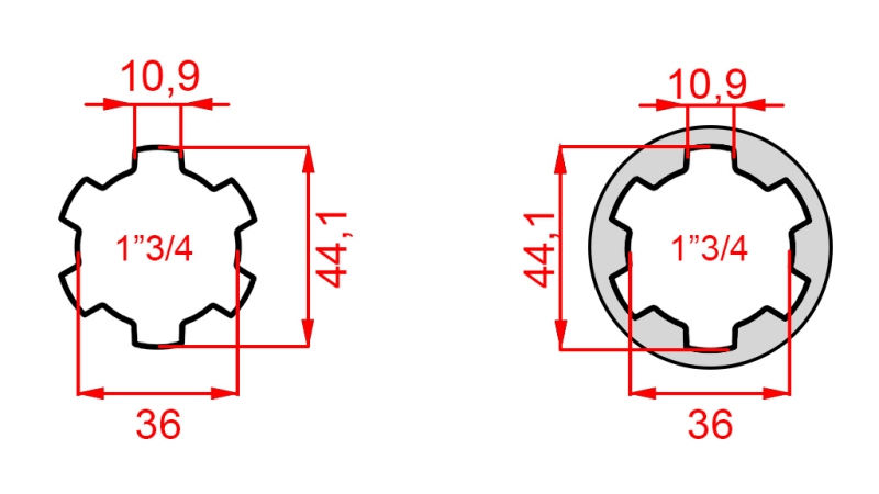 KARDANSKI NASTAVEK iz 1-3/4 na 1-3/4 (165 mm)