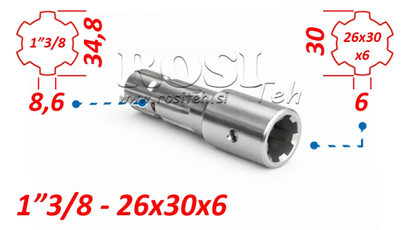 ADAPTER KARDANA Z 26x30x6 (6 WPUSTÓW) NA 1-3/8 (140 mm)