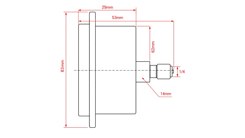 MANOMETR DN63 ZADNÍ 0 - 10 BAR - 1/4