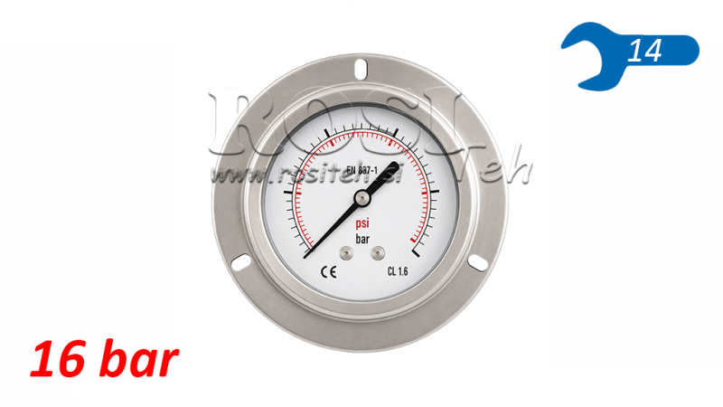 MANOMETR DN63 ZADNÍ 0 - 16 BAR - 1/4