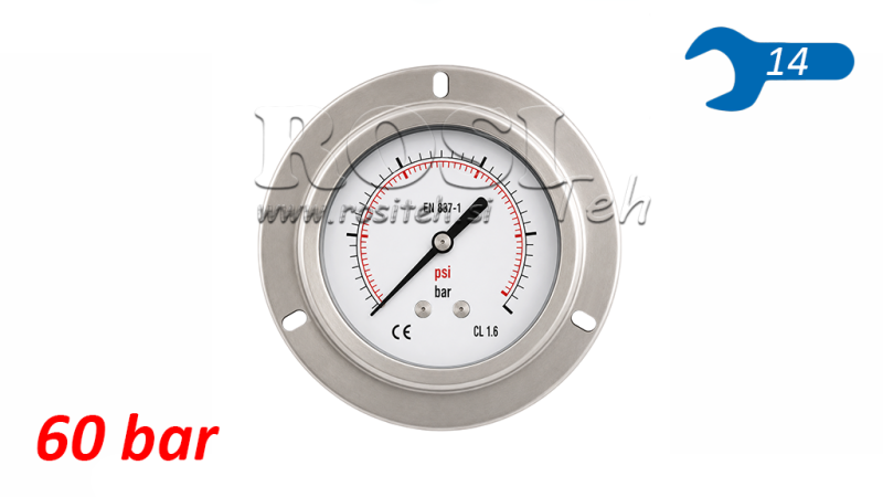 MANOMETR DN63 ZADNÍ 0 - 60 BAR - 1/4
