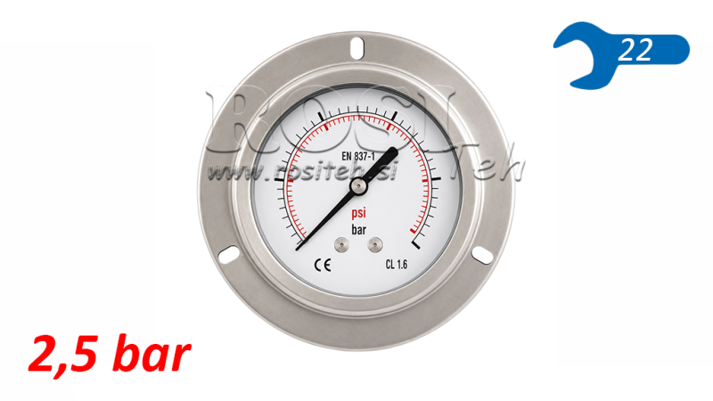 MANOMETR DN100 ZADNÍ 0 - 2.5 BAR - 1/2