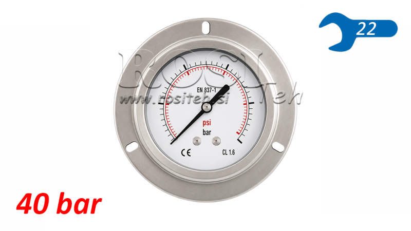 MANOMETR DN100 ZADNÍ 0 - 40 BAR - 1/2