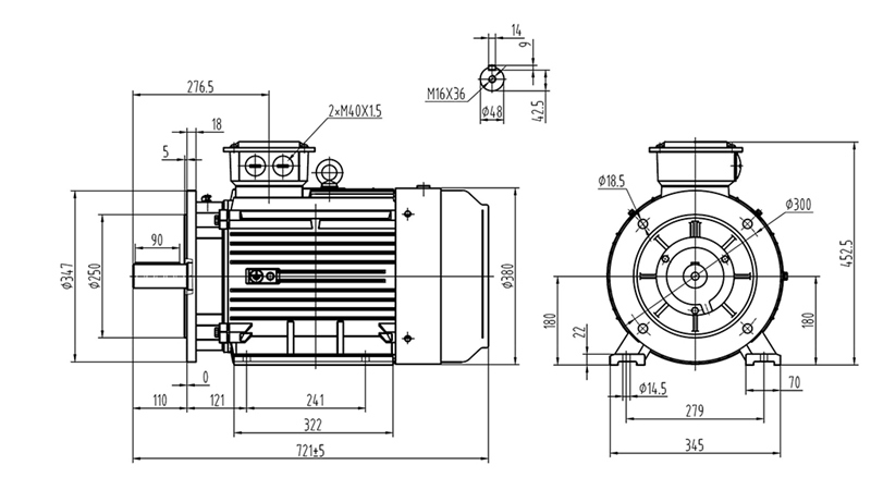 18.5KW-ELEKTRICKÝ MOTOR Y3 180M-4_1470RPM 3FÁZE NOHY+FLANGE-B3B5