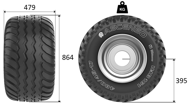 19.0/45-17 PNEUMATIKA AW708 14PL S DISKEM 16,00X17
