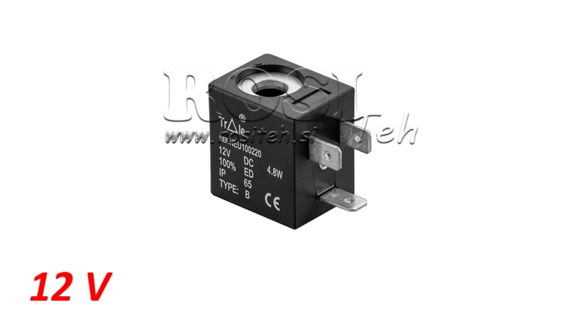 ELEKTRO MAGNETNA TULJAVA 12VDC ZA VENTIL - fi 8mm-23,5mm 2,8W