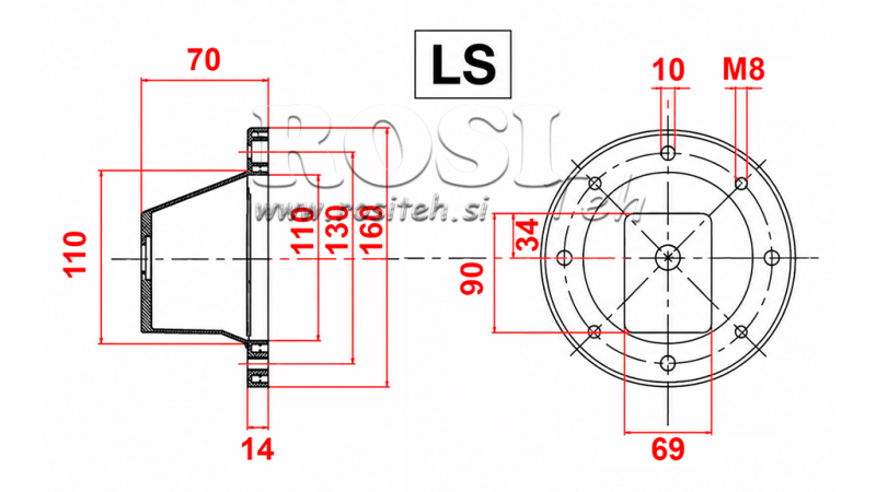 HÜDRAULILINE FLANGE - KELL LS161 (EM0,25-0,37KW/GR1)