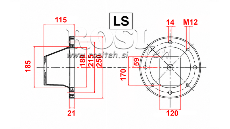 FLANGE HIDRÁULICO - BELL LS255 (EM2,2-4KW/GR3)