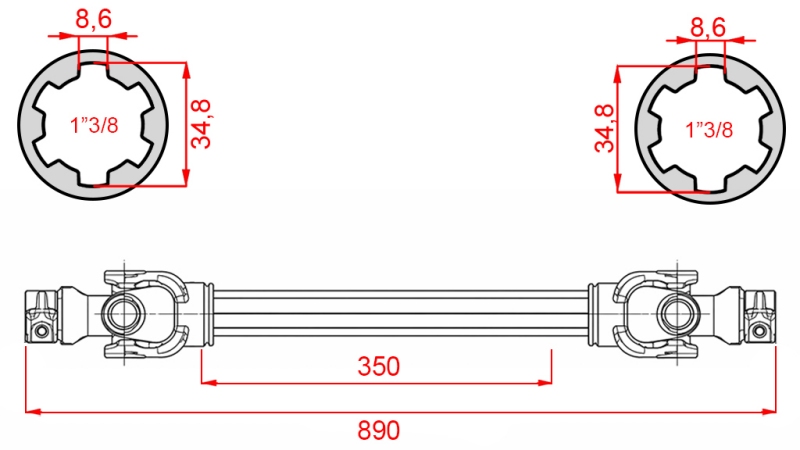 WAŁ KARDANA ECO 890mm 30-75HP STANDARD