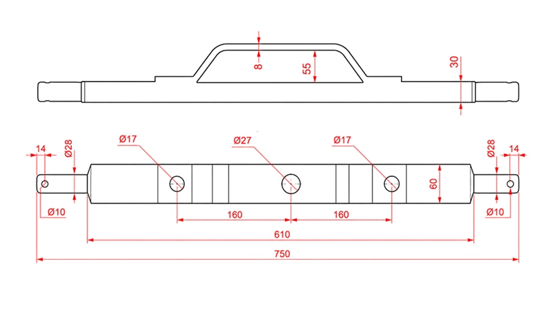 TRAKTOROVÝ HYDRAULICKÝ PŘEKLAD KATEGORIE 2 S MONTÁŽÍ (L-750MM)