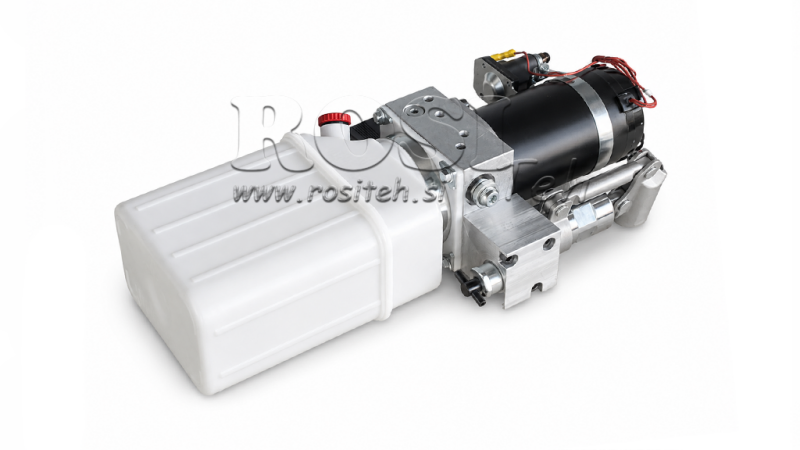 MINI HYDRAULINEN YKSIKKÖ 24V DC - 0.8KW = 0.5CC - 1.5 LITROA - YKSISUUNTAINEN YKSIKKÖ (PVC) MANUAALIPUMPULLA