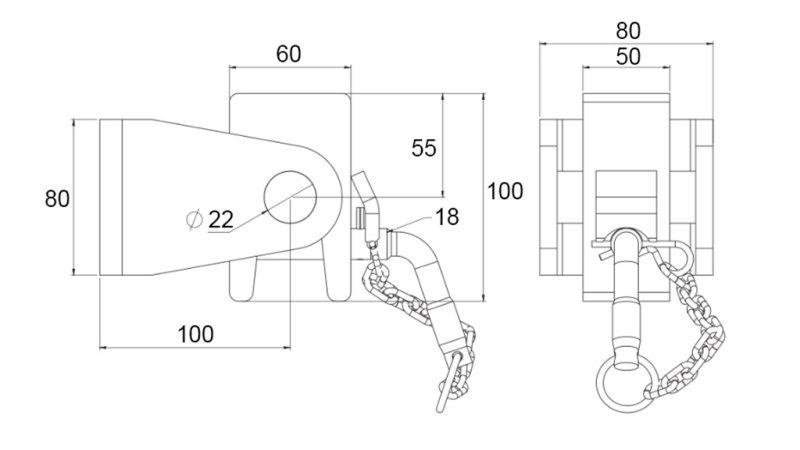 DRŽÁK SKLÁPĚCÍ KORBY 60x80 - VIDLICOVÝ TYP - ECO