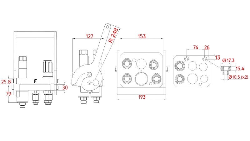MULTI-FASTER SPOJKA 3PLV 5CESTNÁ BSP 3×3/8 2×9/16 MOBILNÍ ČÁST