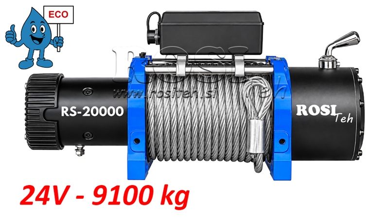24 V ELEKTRICKÝ NAVIJÁK RS-20000 - 9100 KG - OCELOVÉ LANO - ECO