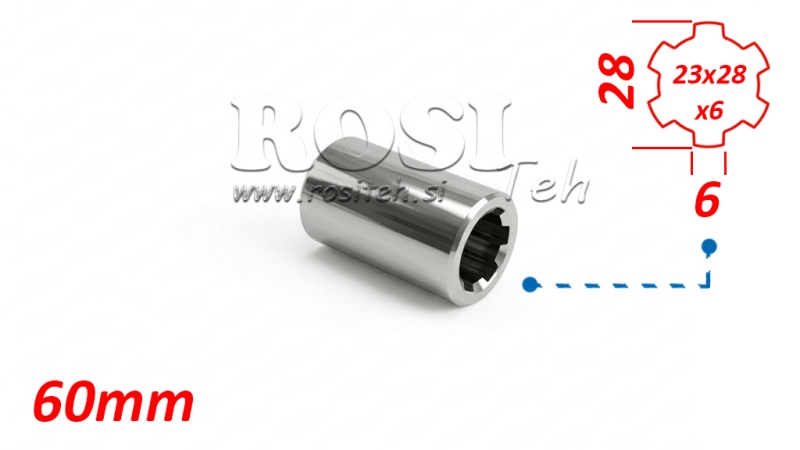 KARDANSKI NASTAVEK PUŠA 23x28x6 (6 zob) (60 mm)
