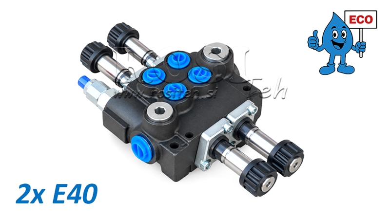 HYDRAULICKÝ ELEKTROMAGNETICKÝ VENTIL (BEZ CÍVEK) – 2-SEKČNÍ ROZVADĚČ 2xE40 ECO