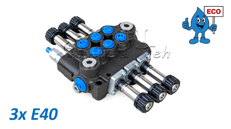 HYDRAULICKÝ ELEKTROMAGNETICKÝ VENTIL (BEZ CÍVEK) – 3-SEKČNÍ ROZVADĚČ 3xE40 ECO