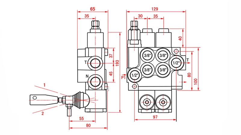 HYDRAULICKÝ RUČNÍ VENTIL – 2-SEKČNÍ ROZVADĚČ 2xR40 ECO