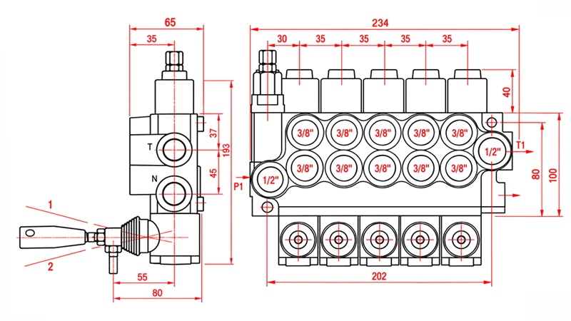 HYDRAULICKÝ RUČNÍ VENTIL – 5-SEKČNÍ ROZVADĚČ 5xR40 ECO