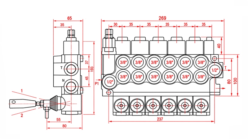 HYDRAULICKÝ RUČNÍ VENTIL – 6-SEKČNÍ ROZVADĚČ 6xR40 ECO