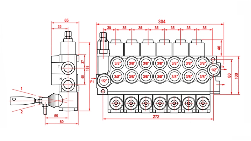 HYDRAULICKÝ RUČNÍ VENTIL – 7-SEKČNÍ ROZVADĚČ 7xR40 ECO
