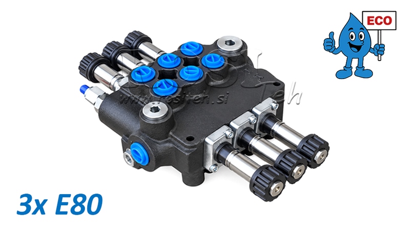 HYDRAULICKÝ ELEKTROMAGNETICKÝ VENTIL (BEZ CÍVEK) – 3-SEKČNÍ ROZVADĚČ 3xE80 ECO