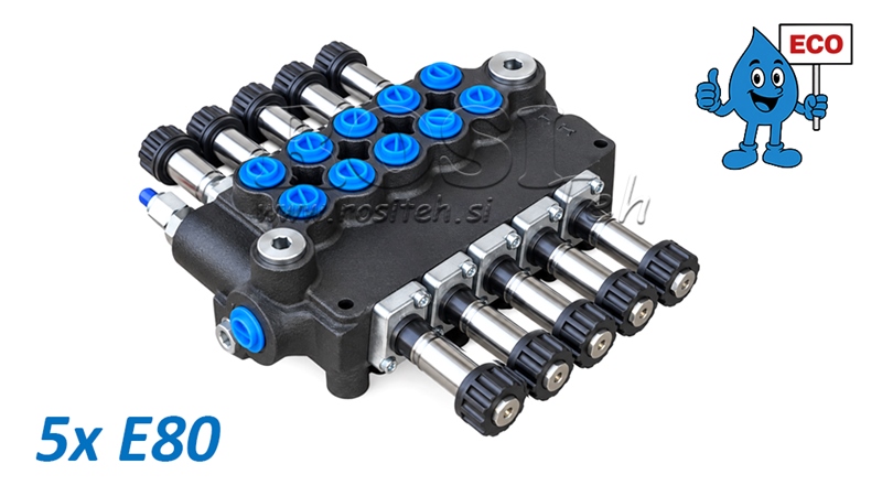 HYDRAULICKÝ ELEKTROMAGNETICKÝ VENTIL (BEZ CÍVEK) – 5-SEKČNÍ ROZVADĚČ 5xE80 ECO