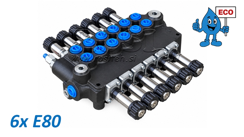 HYDRAULICKÝ ELEKTROMAGNETICKÝ VENTIL (BEZ CÍVEK) – 6-SEKČNÍ ROZVADĚČ 6xE80 ECO