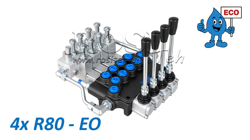 HYDRAULICKÝ ELEKTRO-RUČNÍ VENTIL (BEZ CÍVEK) – 4-SEKČNÍ ROZVADĚČ 4xR80-EO ECO