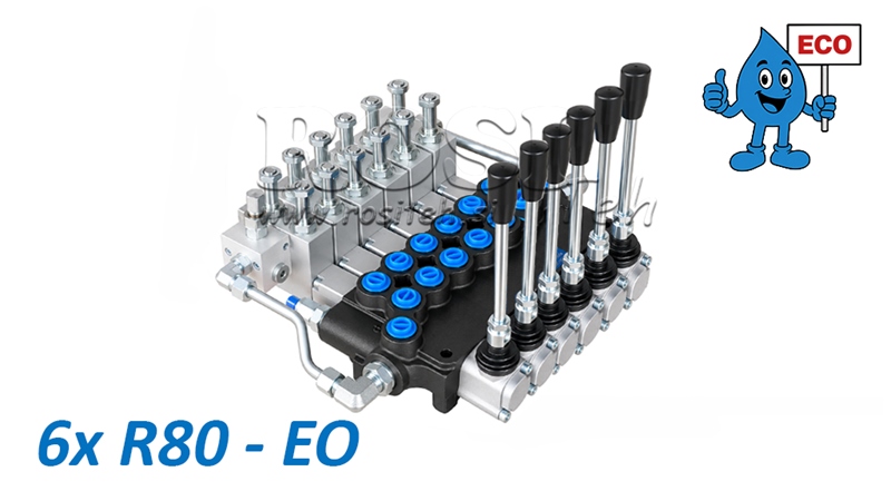 HYDRAULICKÝ ELEKTRO-RUČNÍ VENTIL (BEZ CÍVEK) – 6-SEKČNÍ ROZVADĚČ 6xR80-EO ECO