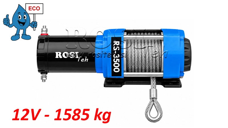 12 V ELEKTRICKÝ NAVIJÁK RS-3500 - 1585 KG - OCELOVÉ LANO - ECO