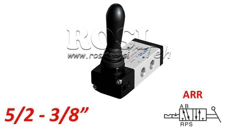 PNEUMATICKÝ MANUÁLNÍ VENTIL 5/2 3/8 PRT-0852-ARR MANUÁLNÍ NÁVRAT
