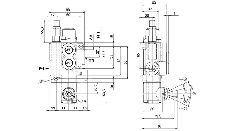 RUČNÍ HYDRAULICKÝ VENTIL MONOBLOK 1xZ50