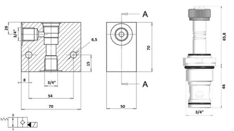 2-CESTNÝ VENTIL 3/4 (NO) 12V - 150lit - diagram