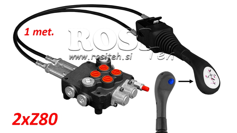 JOYSTICK 1x TLAČÍTKO - BOWDEN LANKO 1 m + HYDRAULICKÝ VENTIL 2xZ80