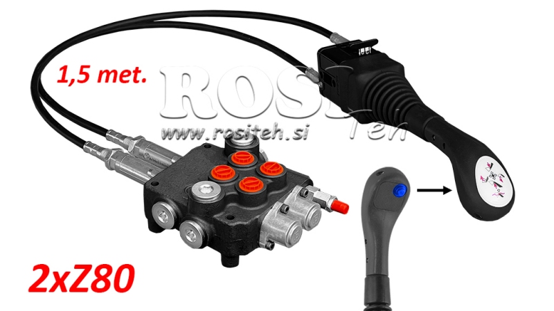 JOYSTICK 1x TLAČÍTKO - BOWDEN LANKO 1,5 m + HYDRAULICKÝ VENTIL 2xZ80