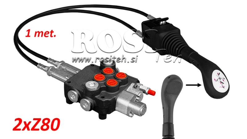 JOYSTICK BEZ TLAČÍTKA - BOWDEN LANKO 1 m + HYDRAULICKÝ VENTIL 2xZ80 + PLOVOUCÍ FUNKCE